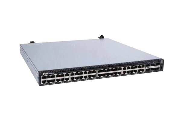 Dell 06R5M0 PowerSwitch S4048T-ON 48 X RJ-45 Ports 10GBase-T + 6 X QSFP+ Ports 40GBase-X Layer 3 Managed 1U Rack-Mountable Gigabit Ethernet Network Switch With Dual Power, Normal Air And Rack Ears Dell Part Number: 06R5M0