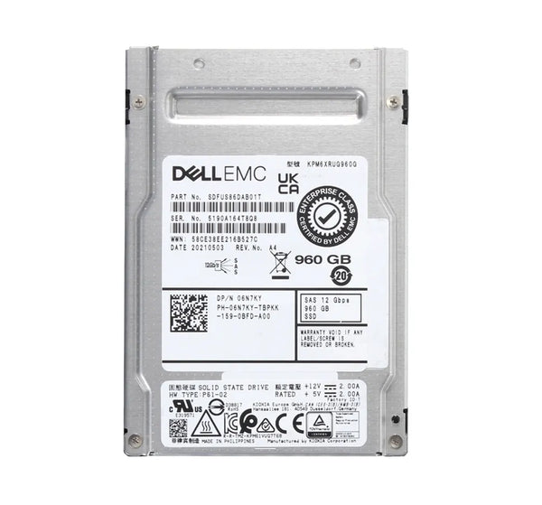 Dell 4YPVD 960gb Read Intensive 1dwpd 3d Tlc Sas-12gbps 2.5in Hot-Plug Solid State Drive With Tray For 14g/15g/16g Poweredge Servers.