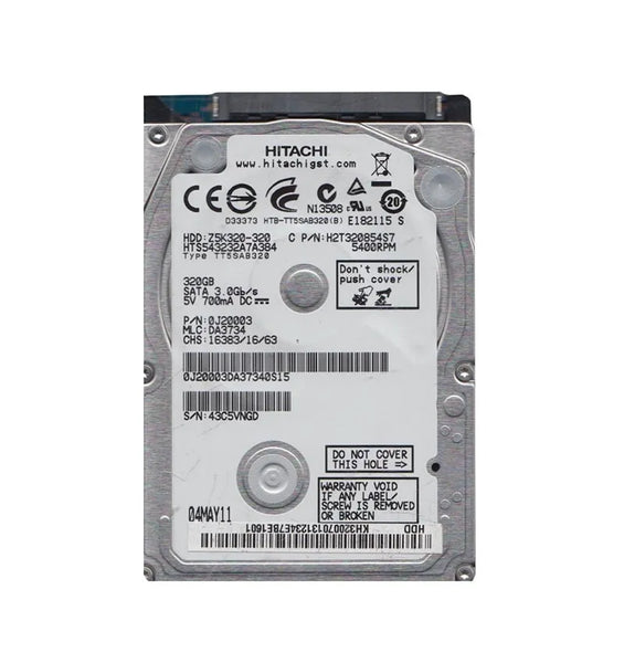 HGST 0J20003 Travelstar Z5K320 Series 320GB 5400RPM SATA 3Gb/S 8MB Cache (512) 2.5-Inch Hard Drive HGST Part Number: 0J20003