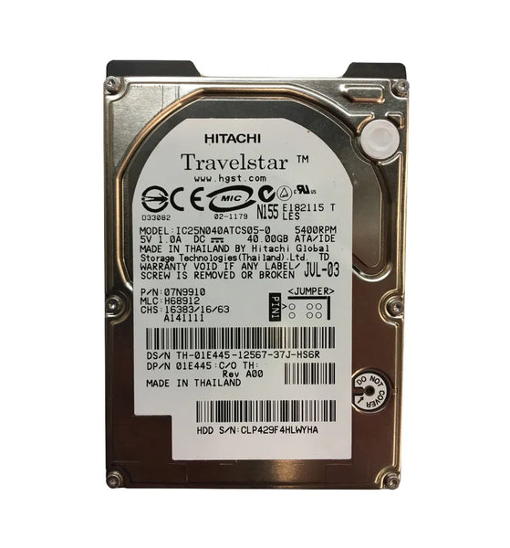 Dell 1E445 40GB 5400RPM IDE Ultra ATA/100 (ATA-6) 8MB Cache 2.5-Inch Hard Drive with Tray Dell Part Number: 1E445