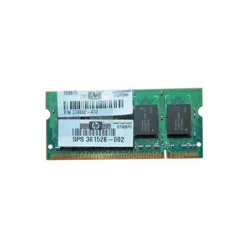 HP 374662-432 512MB DDR2-533/PC2-4200 SODIMM 200-Pin CL4 Dual Rank X16 Non-ECC Unbuffered Memory Module HP Part Number: 374662-432