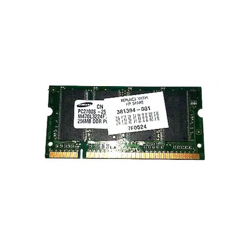 HP 381394-001 256MB DDR-266/PC-2100 SODIMM 200-Pin CL2.5 Dual Rank X16 Non-ECC Unbuffered Memory Module HP Part Number: 381394-001