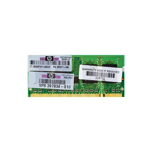 HP 397834-010 4GB DDR2-667/PC2-5300 SODIMM 200-Pin CL5 Single Rank X8 Non-ECC Unbuffered Memory Module HP Part Number: 397834-010