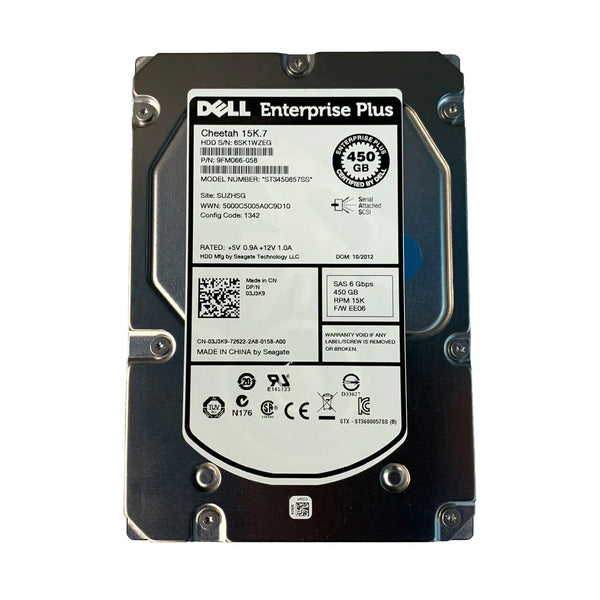 Dell 3J3K9 450GB 15000RPM SAS 6Gb/S Hot-Pluggable 16MB Cache 3.5-Inch Hard Drive With Tray Dell Part Number: 3J3K9