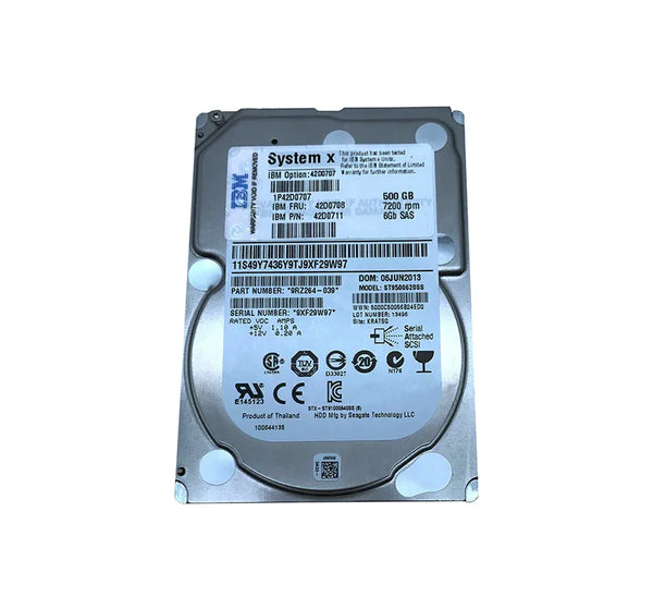 IBM 42D0707 500GB 7200RPM SAS 6Gb/S Hot-Swappable 2.5-Inch Hard Drive IBM Part Number: 42D0707