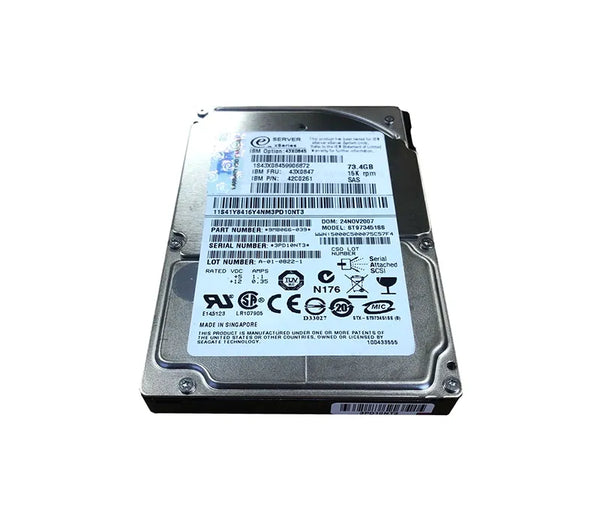 IBM 43X0845 73.4GB 15000RPM SAS 3Gb/S 16MB Cache 2.5-Inch Hard Drive For BladeCenter LS41 IBM Part Number: 43X0845