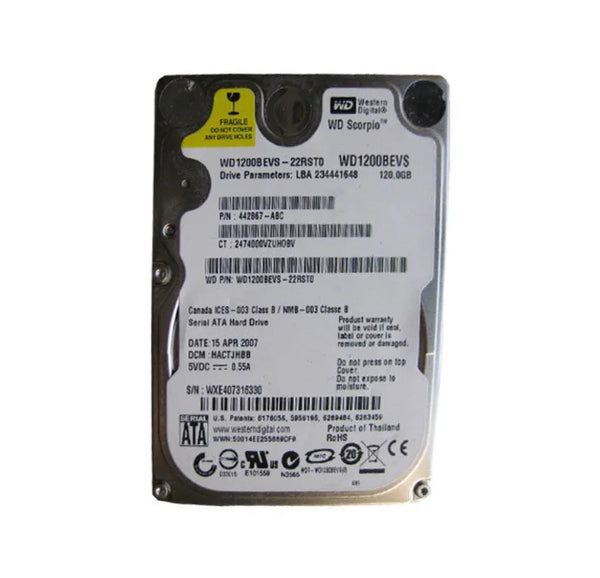 HP 442867-ABC 120GB 5400RPM SATA 1.5Gb/S 8MB Cache 2.5-Inch Hard Drive HP Part Number: 442867-ABC