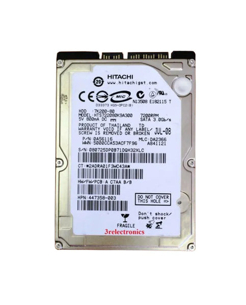 HP 447358-003 80GB 7200RPM SATA 1.5Gb/S 8MB Cache 2.5-Inch Hard Drive HP Part Number: 447358-003