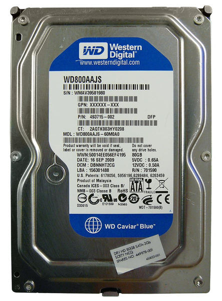Part No: 449978-001 - HP 80GB 7200RPM SATA 3GB/s 3.5-inch Hard Drive
