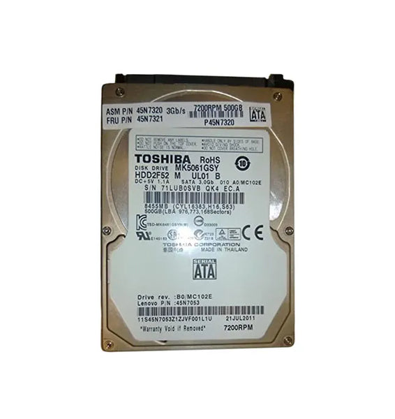 IBM 45N7320 500GB 7200RPM SATA 2.5-Inch Hard Disk Drive IBM Part Number: 45N7320
