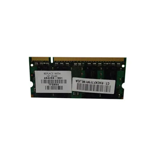 HP 484268-001 2GB DDR2-800/PC2-6400 SODIMM 200-Pin CL6 Dual Rank X8 Non-ECC Unbuffered Memory Module HP Part Number: 484268-001