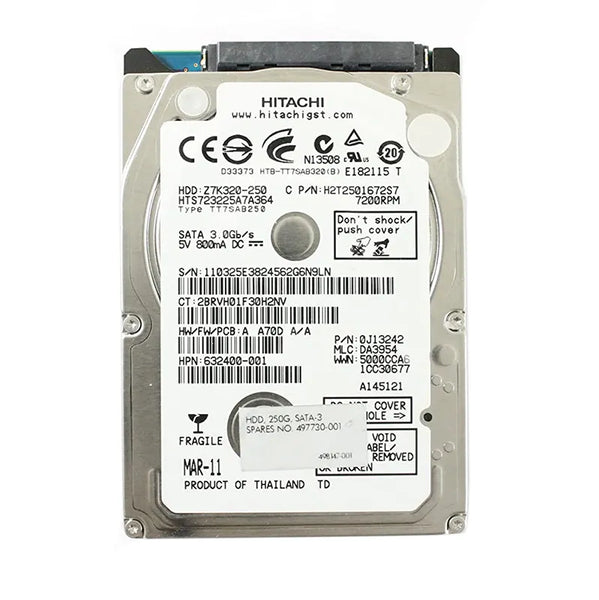 HP 497730-001 250GB 7200RPM SATA 3Gb/S 8MB Cache 2.5-Inch Hard Drive HP Part Number: 497730-001