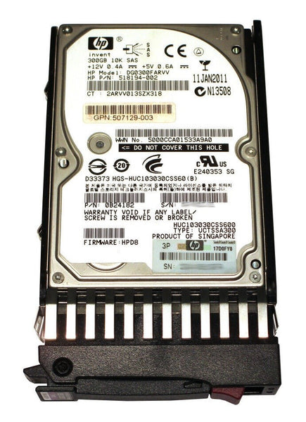 HP 507127-B21 300GB 10000RPM SAS 6Gb/S Hot-Pluggable Dual Port SFF 2.5-Inch Hard Drive With Tray For Gen1/7 ProLiant Server HP Part Number: 507127-B21