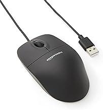 Amazon Basics 3-Button USB Wired Mouse – Standard Optical Scrolling & Tracking, Black