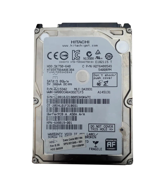 HP 621046-001 640GB 7200RPM SATA 3Gb/S 2.5-Inch Hard Drive HP Part Number: 621046-001