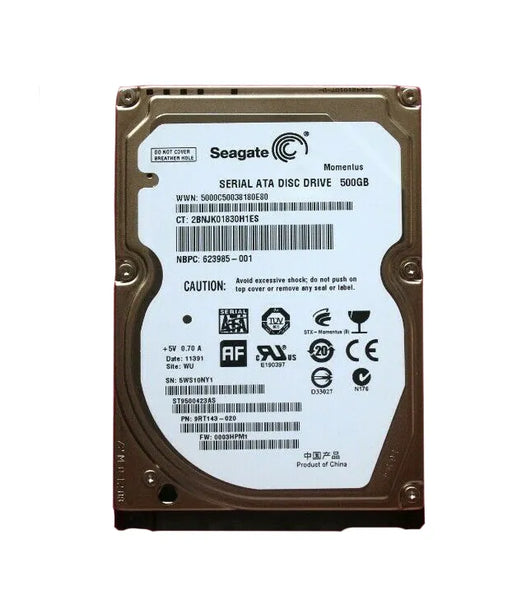 HP 623985-001 500GB 7200RPM SATA 3Gb/S 16MB Cache SFF 2.5-Inch Hard Drive HP Part Number: 623985-001
