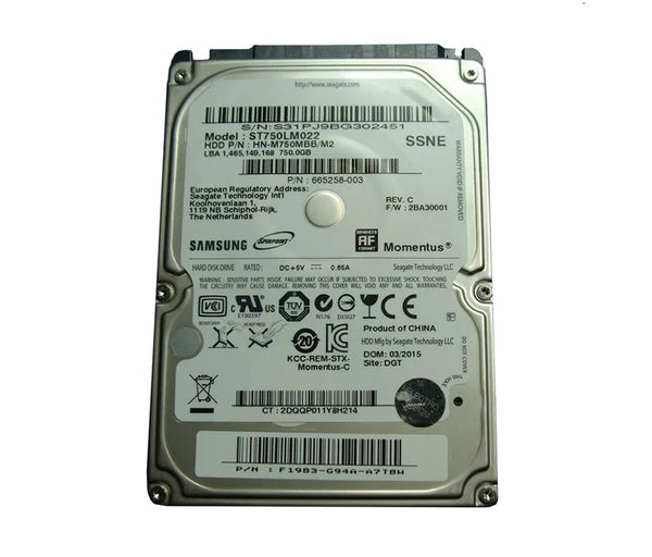 HP 665258-003 750GB 5400RPM SATA 3Gb/S 8MB Cache 2.5-Inch Hard Drive HP Part Number: 665258-003