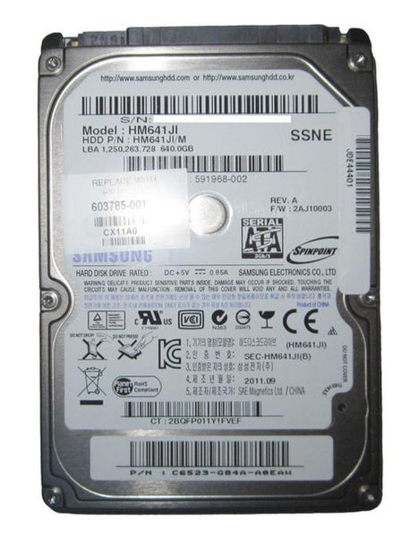 Part No: 669300-001 - HP 640GB 5400RPM SATA 3GB/s 2.5-inch Hard Drive