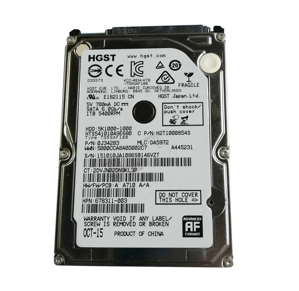 HP 678311-003 1TB 5400RPM SATA 6Gb/S NHP 8MB Cache 2.5-Inch Hard Drive HP Part Number: 678311-003