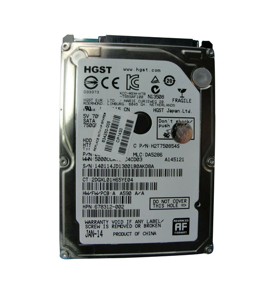 HP 678312-002 750GB 5400RPM SATA 3Gb/S 8MB Cache 2.5-Inch Hard Drive HP Part Number: 678312-002