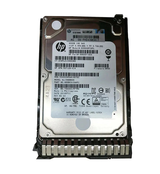 HP 689287-003 600GB 10000RPM SAS 6Gb/S Hot-Pluggable Dual Port SFF 2.5-Inch Hard Drive With Tray For Gen1/7 ProLiant Server HP Part Number: 689287-003