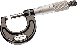 Starrett 436.1MXRL-50 Outside Micrometer – 25-50mm Range, 0.01mm Graduation, Ratchet Stop, Carbide Faces