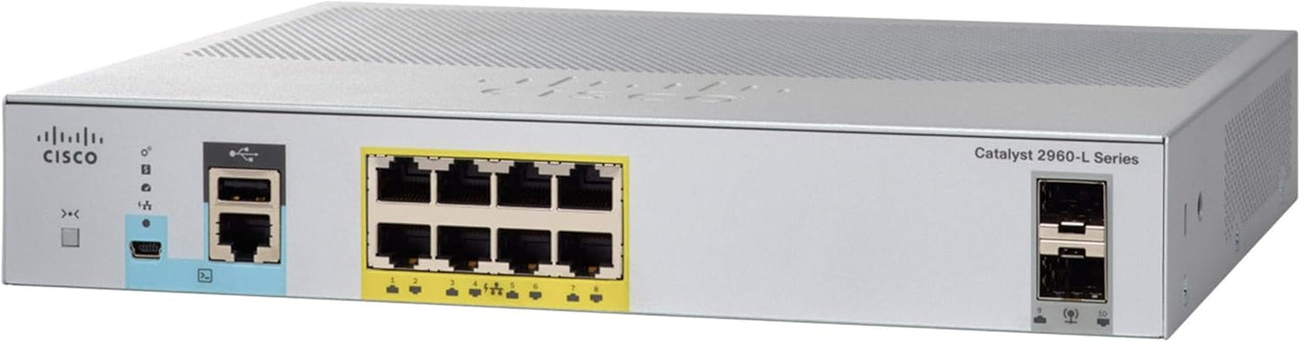 Cisco WS-C2960CX-8PC-L Catalyst 2960-CX 8-Port Gigabit PoE+ Managed Switch – Compact  WS-C2960CX-8PC-L