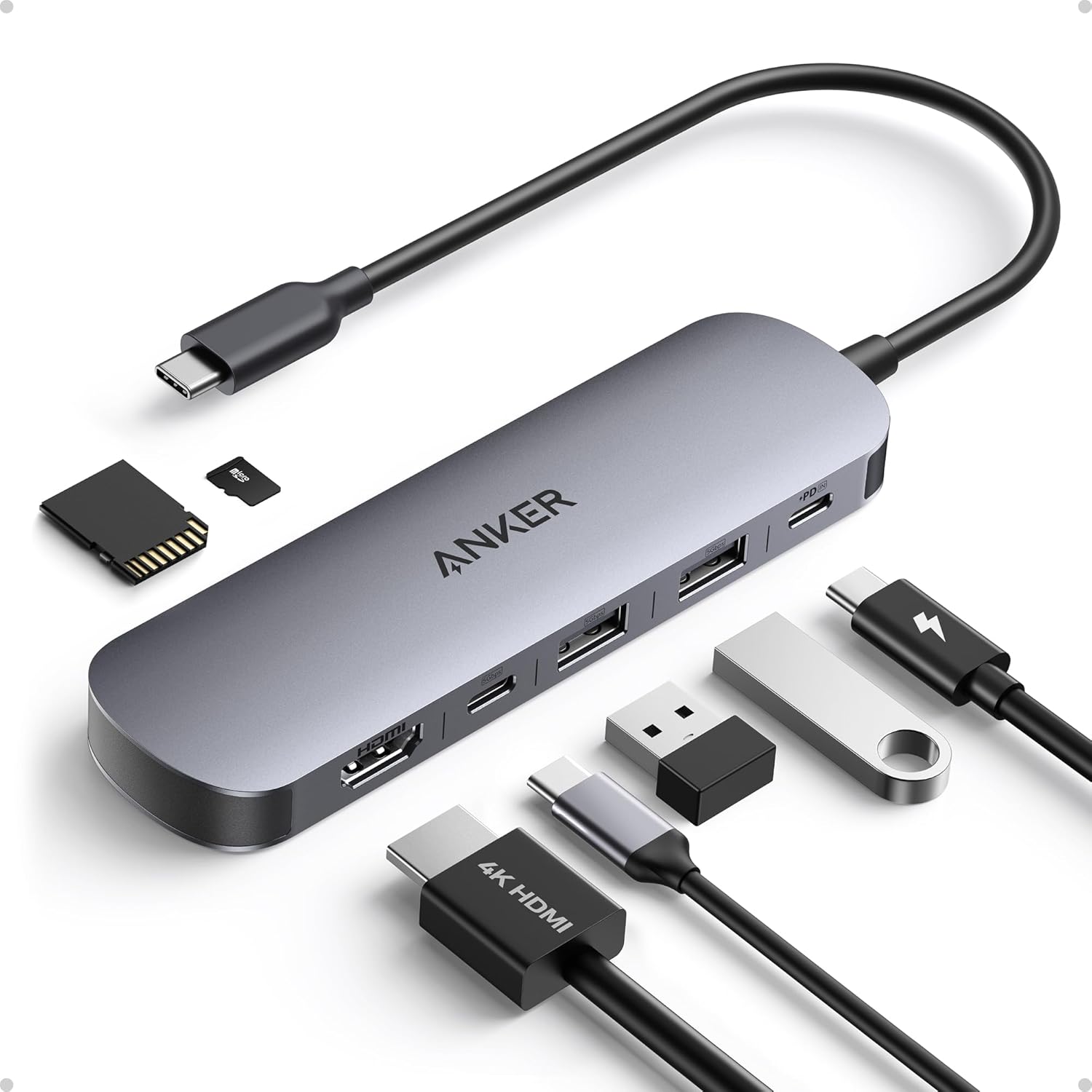 Anker 7-in-1 USB-C Hub Multiport Adapter – 4K HDMI, 85W PD, USB 3.0, SD/TF for Laptops & Type-C Devices