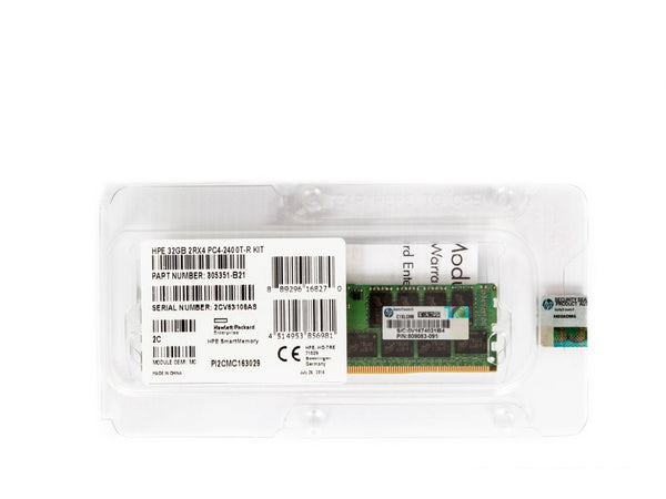 HPE 805351-B21 32GB DDR4-2400/PC4-19200 RDIMM 288-Pin CL17 Dual Rank X4 ECC Registered Memory Module HPE Part Number: 805351-B21