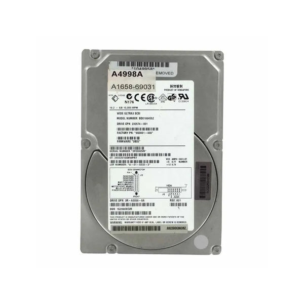 HP A1658-69031 18.2GB 10000RPM Ultra160 SCSI Hot Swappable LVD 80-Pin 3.5-Inch Hard Drive HP Part Number: A1658-69031
