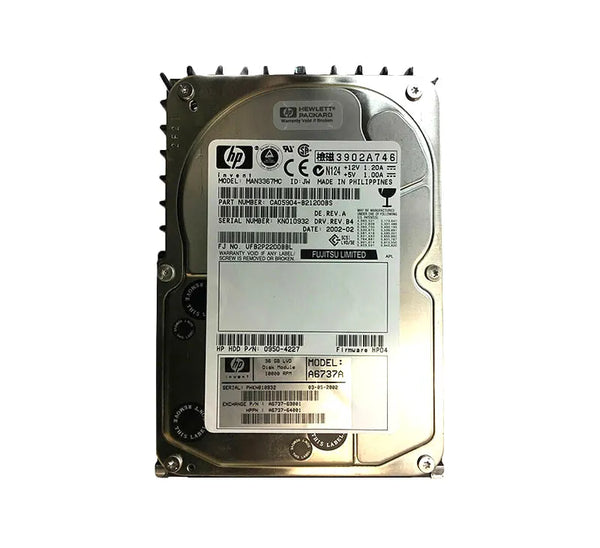 HP A6737-69001U 36.4GB 10000RPM Ultra160 SCSI Hot Swappable LVD 80-Pin 3.5-Inch Hard Drive HP Part Number: A6737-69001U