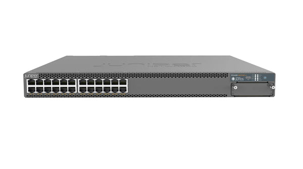 Juniper EX4400-24T-AFI-TAA EX4400 Series EX4400-24T-AFI 24 X Ports 10/100/1000Base-T + 4 X 25GbE Ports + 2 X 100GbE Layer 3 Managed 1U Rack-Mountable Gigabit Ethernet Network Switch Juniper Part Number: EX4400-24T-AFI-TAA