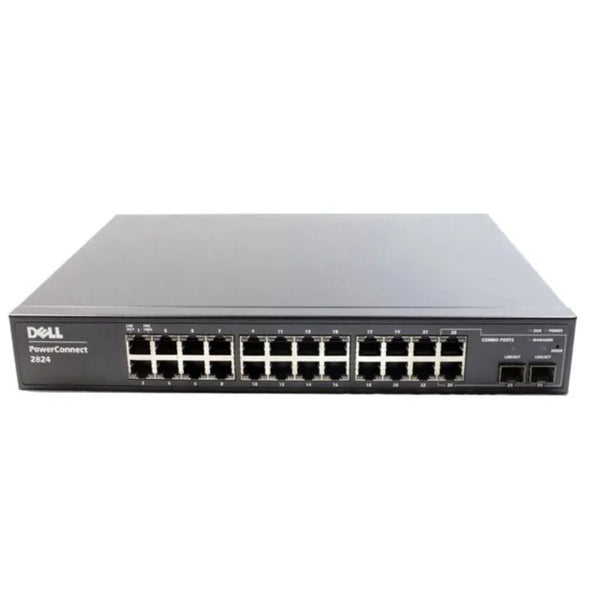 Dell F495K PowerConnect 2824 24-Ports 10/100/1000Base-T + 2 X SFP Expansion Slot Rack-Mountable 1U Layer 3 Managed Gigabit Ethernet Switch Dell Part Number: F495K