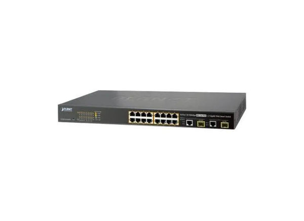 Planet FGSW-1816HPS 16xPorts PoE+ 10/100Base-TX + 2xPorts 1GbE RJ-45 + 2xShared Ports SFP/Mini-GBIC Layer2 1U Rack-Mountable Managed Switch Planet Part Number: FGSW-1816HPS
