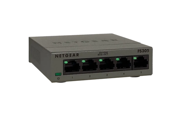 Netgear FS305 FS305 5 X RJ-45 Ports 10/100Base-TX Layer 2 Unmanaged Fast Ethernet Network Switch Netgear Part Number: FS305