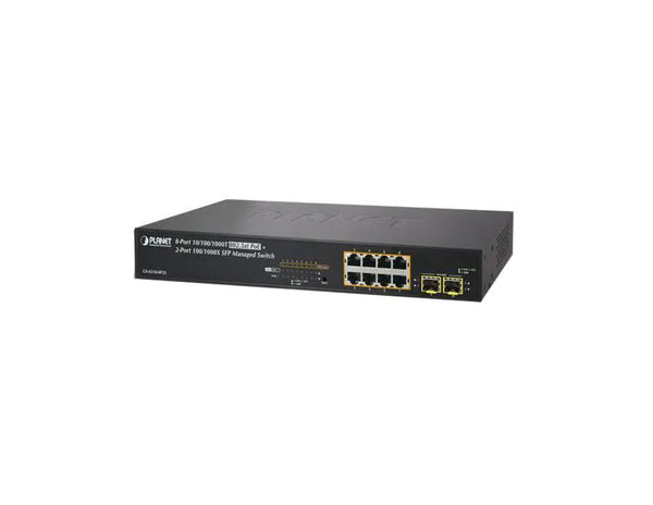 Planet GS-4210-8P2S 8 X Ports PoE+ 1000Base-T + 2 X Ports SFP Layer 2 1U Rack-Mountable Managed Gigabit Ethernet Switch Planet Part Number: GS-4210-8P2S