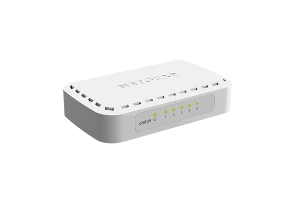 Netgear GS605V5 GS605 5 X RJ-45 Ports 10/100/1000Base-T Unmanaged Gigabit Ethernet Network Switch Netgear Part Number: GS605V5