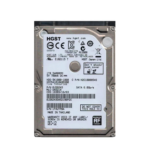 HGST HCC541010A9E680 CinemaStar C5K1000 Series 1TB 5400RPM SATA 6Gb/S 8MB Cache 512e (CE) 2.5-Inch Hard Drive HGST Part Number: HCC541010A9E680