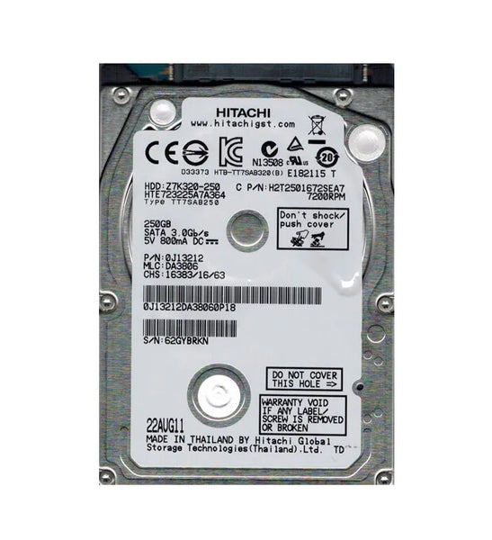 HGST HTE723225A7A364 Travelstar Z7K320 Series 250GB 7200RPM SATA 3Gb/S 16MB Cache (512) 2.5-Inch Hard Drive HGST Part Number: HTE723225A7A364