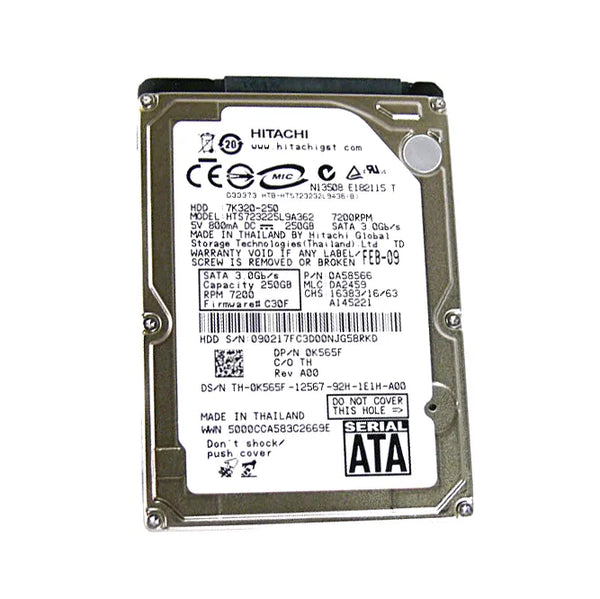 Hitachi HTS723225L9A362 Travelstar 7K320 Series 250GB 7200RPM SATA 3Gb/S 16MB Cache (512) 2.5-Inch Hard Drive Hitachi Part Number: HTS723225L9A362