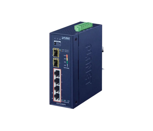 Planet IGS-624HPT 4 X Ports PoE+ 10/100/1000Base-T + 2 X Ports SFP 2.5Gb/S Layer 2 Rail-Mountable Gigabit Ethernet Switch Planet Part Number: IGS-624HPT