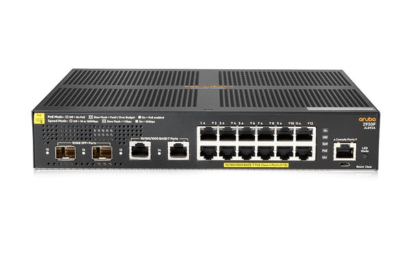 HPE JL693-61101 Aruba 2930F Series 12-Ports PoE+ 10/100/1000Base-T RJ-45 2-Ports 10GBase-X SFP+ + 2-Ports 1000Base-T RJ-45 1U Rack-Mountable Layer 3 Managed Network Switch HPE Part Number: JL693-61101