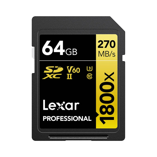 Lexar LSD1800064G-B2NNU 64GB Professional 1800x SDXC UHS-II U3 Memory Card Lexar Part Number: LSD1800064G-B2NNU