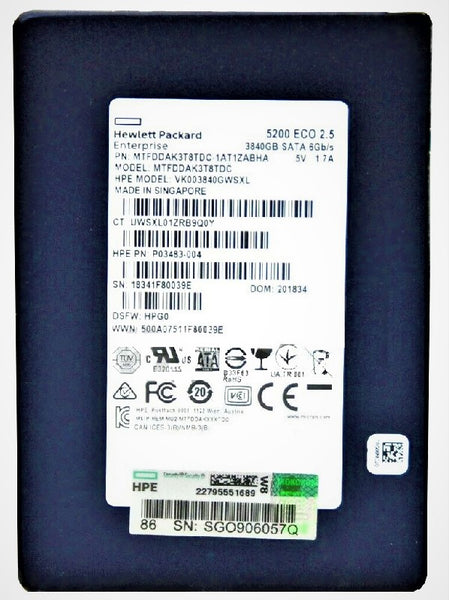 Micron MTFDDAK3T8TDC-1AT1ZABHA 3.84TB Triple-Level Cell SATA 6Gb/S Read Intensive Hot Swappable 2.5-Inch Solid State Drive Hpe Oem