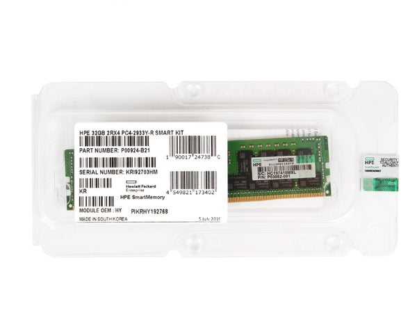 HPE P00924-B21 32GB DDR4-2933MHz PC4-23400 ECC Registered CL21 288-Pin DIMM Dual Rank 1.2V Memory Module HPE Part Number: P00924-B21