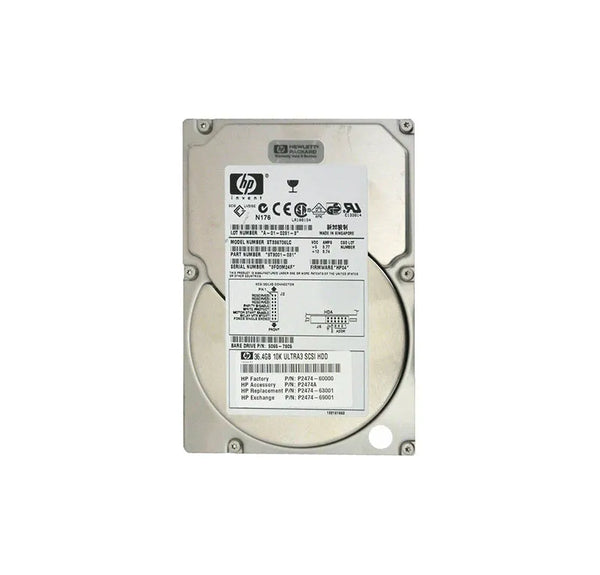 HP P2474-60000 36.4GB 10000RPM Ultra-160 SCSI Hot-Pluggable (LVD) 80-Pin 3.5-Inch Hard Drive With Tray HP Part Number: P2474-60000