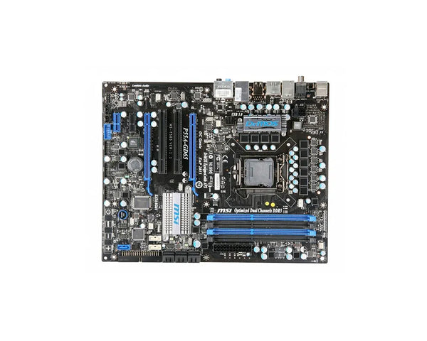 MSI P55A-GD65 Desktop Motherboard Intel Chipset ATX Socket H LGA-1156 16GB DDR3 SDRAM Ultra ATA/133 (ATA-7) Serial ATA/600, Serial ATA/300 7.1 MSI Part Number: P55A-GD65