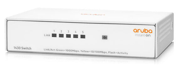 HPE R8R44A Aruba Instant On 1430 Series 1430-5G 5-Ports 10/100/1000Base-T Layer 2 Unmanaged Gigabit Ethernet Network Switch HPE Part Number: R8R44A