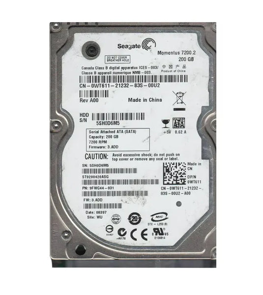 Seagate ST9200420ASG Momentus 200GB 7200RPM SATA 3Gb/S 16MB Cache 2.5-Inch Hard Drive Seagate Part Number: ST9200420ASG