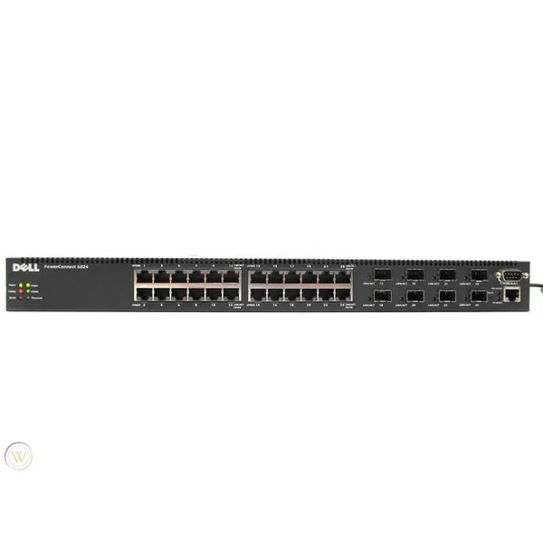 Dell UJ394 PowerConnect 6000 Series 6024 24 X Ports 10/100/1000Base-T + 8 X Ports SFP Layer 3 Managed Gigabit Ethernet Network Switch Dell Part Number: UJ394